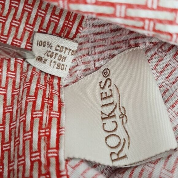 ROCKIES Western Pearl Snap Button Down Shirt Weave Pattern Sz M - Picture 13 of 13